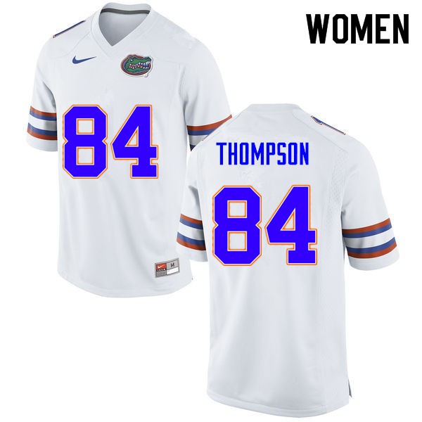 Women #84 Trey Thompson Florida Gators College Football Jersey White